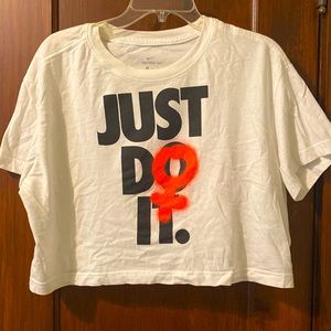 Nike feminist graffiti “Just Do It” Cropped Tee